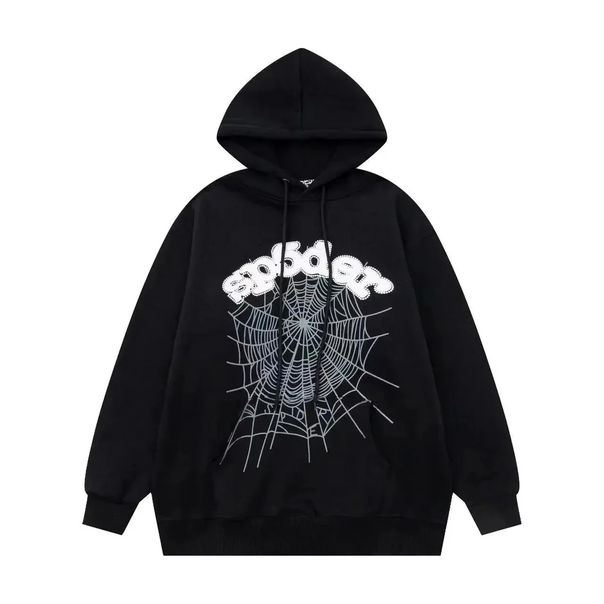 Black Spider Web Print Oversized Hoodie